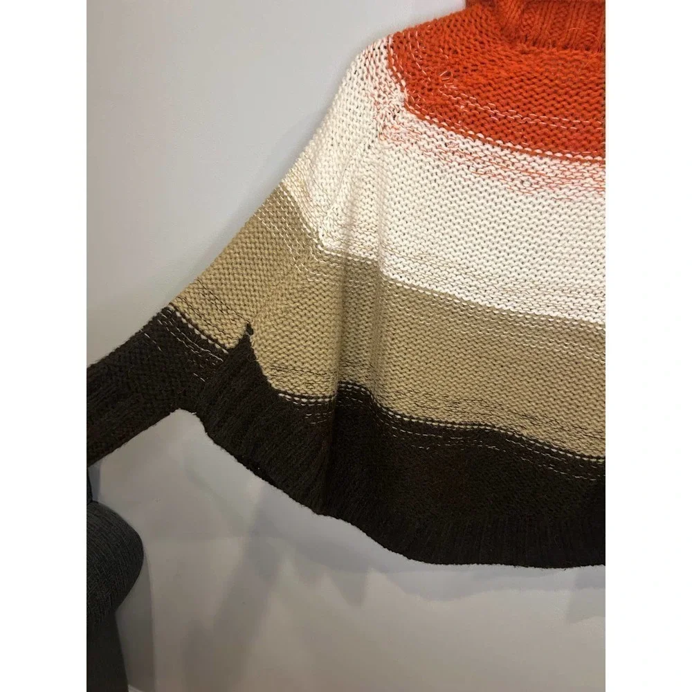 Michael Kors Striped Brown Sweater Poncho XS - Picture 4 of 4